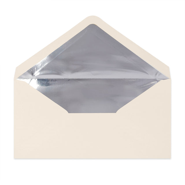 Paper Lined Envelopes Ivory + Silver Foil 110 x 220 mm (DL)