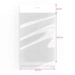 Cello Bags (With Header) Clear 280 x 190 mm