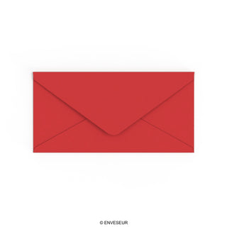 DL Cherry Red British Made Gummed V-Flap Envelope (110 x 220mm)