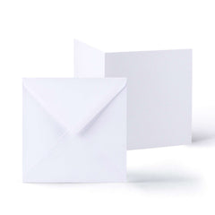 Linen Cards & Envelopes Packs White 155x155 mm + 145x145 mm