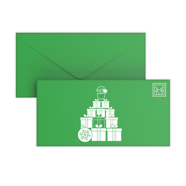 Christmas Santa Clause Envelopes Dark Green 110 x 220 mm (DL)