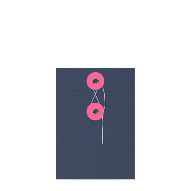 Coloured envelopes with string and washer closure Navy Blue + Pink 162 x 114 mm (C6)