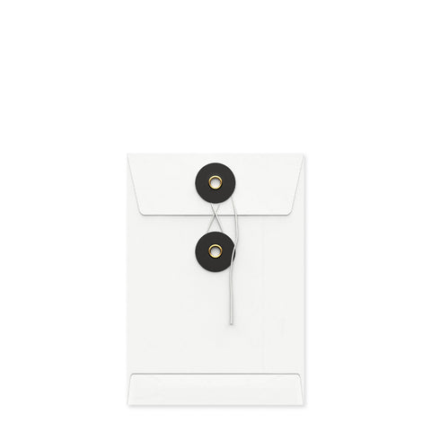 Coloured envelopes with string and washer closure White + Black 162 x 114 mm (C6)