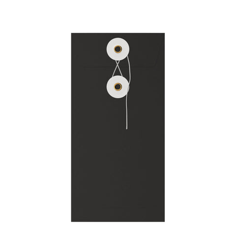 Coloured envelopes with string and washer closure Black + White 220 x 110 mm (DL)