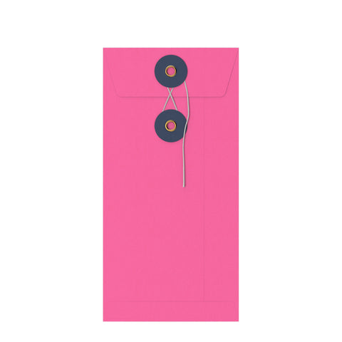 Coloured envelopes with string and washer closure Pink + Navy Blue 220 x 110 mm (DL)