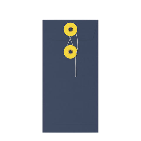 Coloured envelopes with string and washer closure Navy Blue + Yellow 220 x 110 mm (DL)