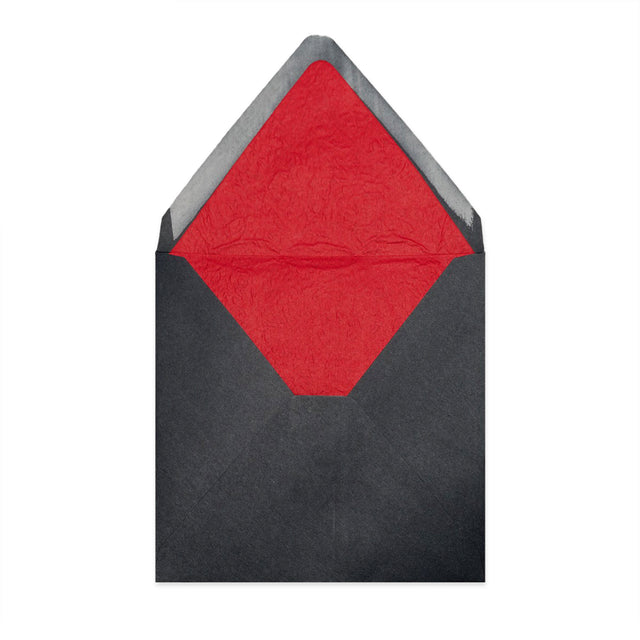 Paper Lined Envelopes Black + Red Fancy Paper 160 x 160 mm