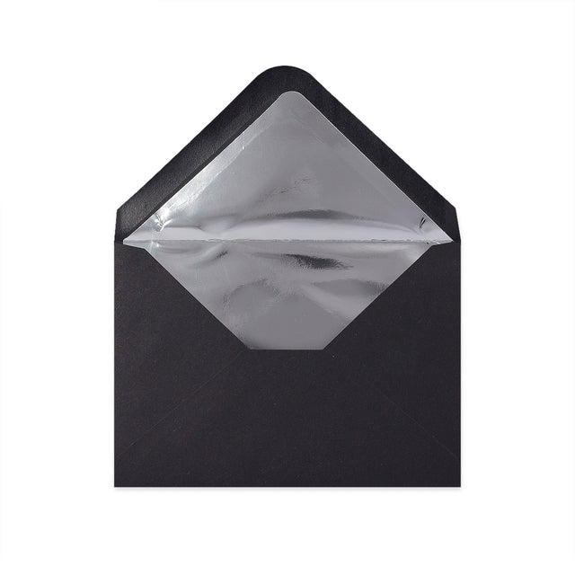 Paper Lined Envelopes Black + Silver Foil 114 x 162 mm (C6)
